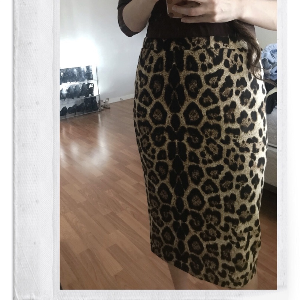 Leopard Pencil Skirt||